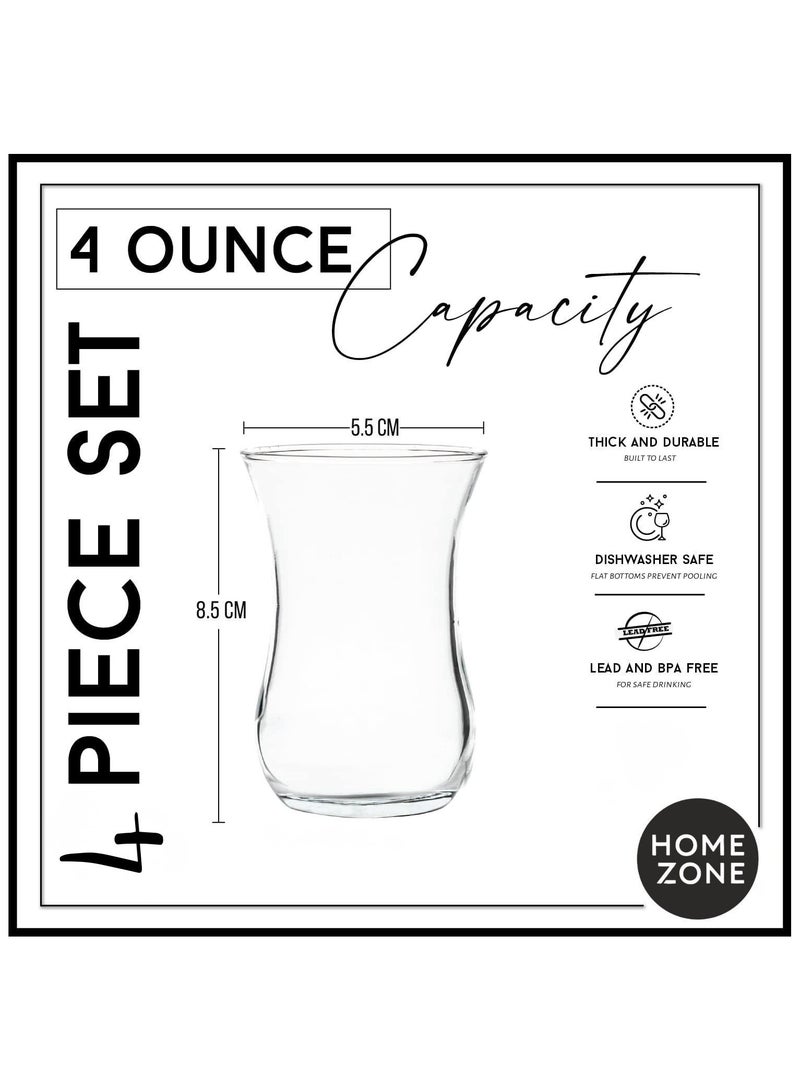 HOME ZONE Turkish Tea Glasses, Set of 4 Authentic Turkish Tea Cups, (4oz/120ml) - Image 2